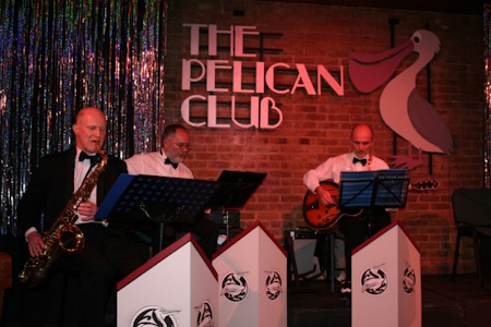 The band playing at Murder at the Pelican Club